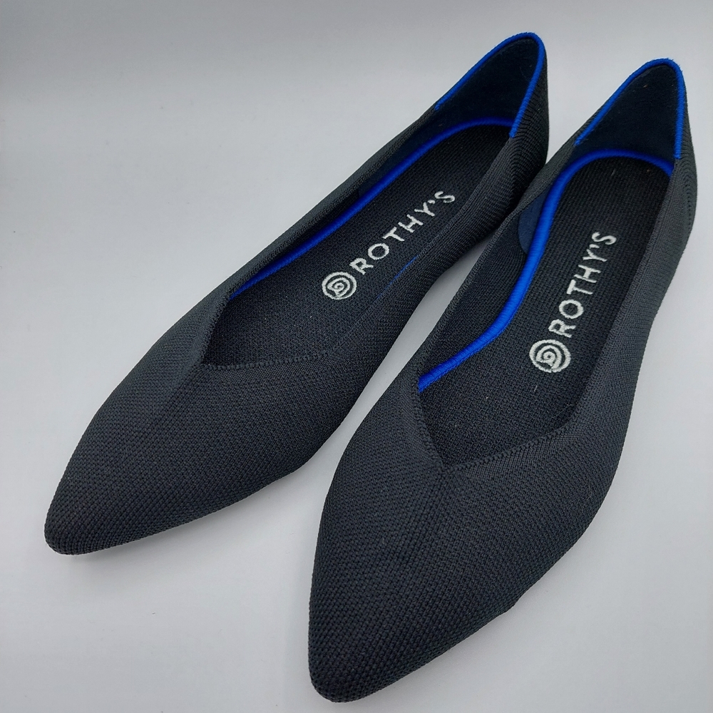 Rothy's The Point Black Flats sz. 9.5W like new!